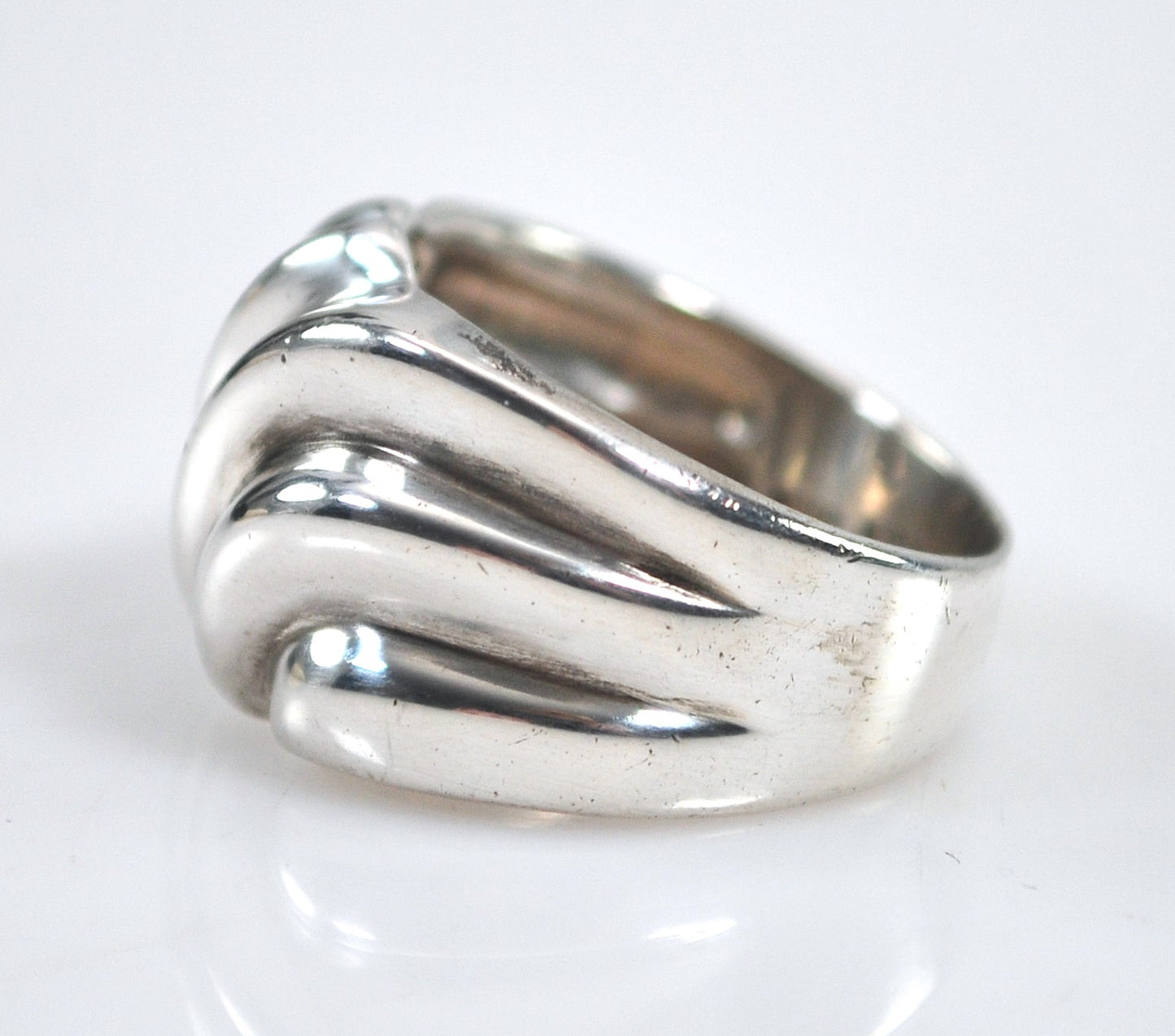 Wide Sterling Silver Ribbed Dome Ring