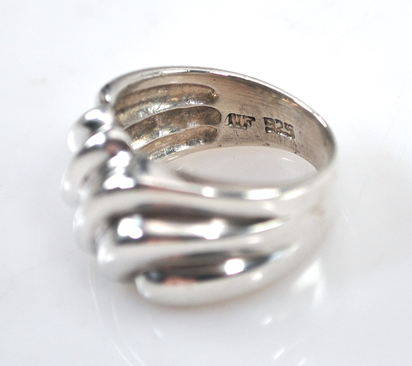 Wide Sterling Silver Ribbed Dome Ring
