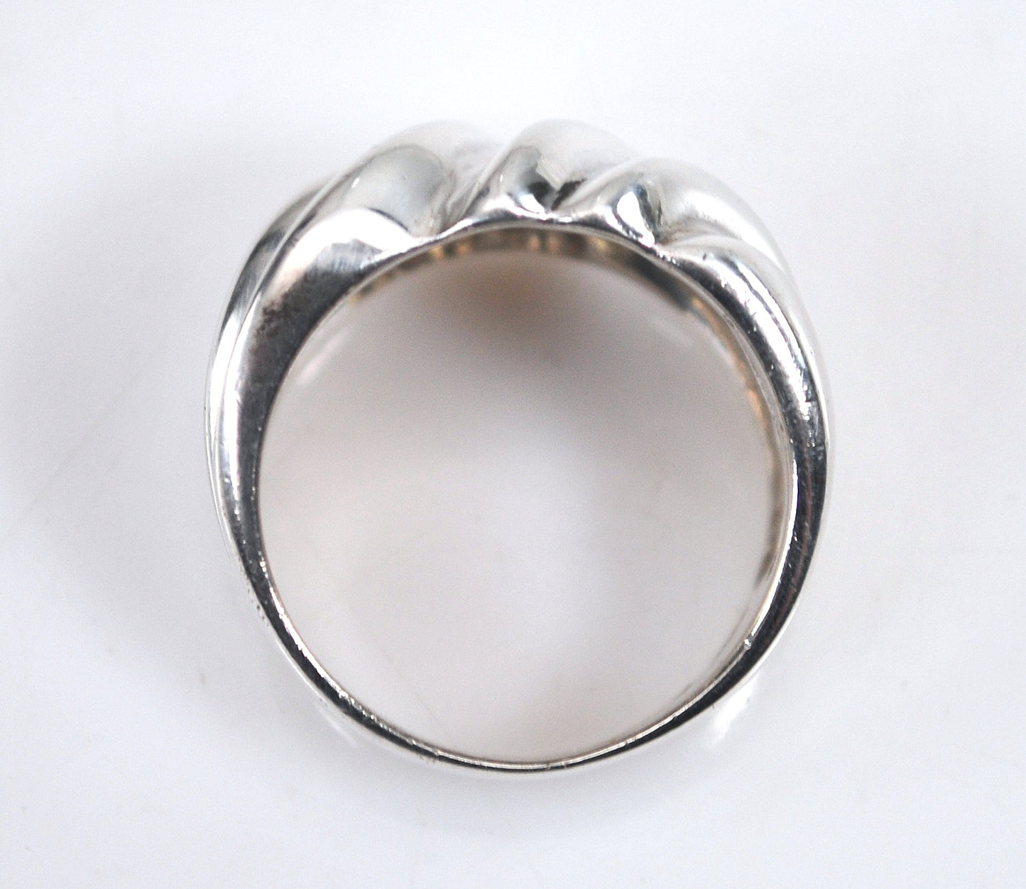 Wide Sterling Silver Ribbed Dome Ring