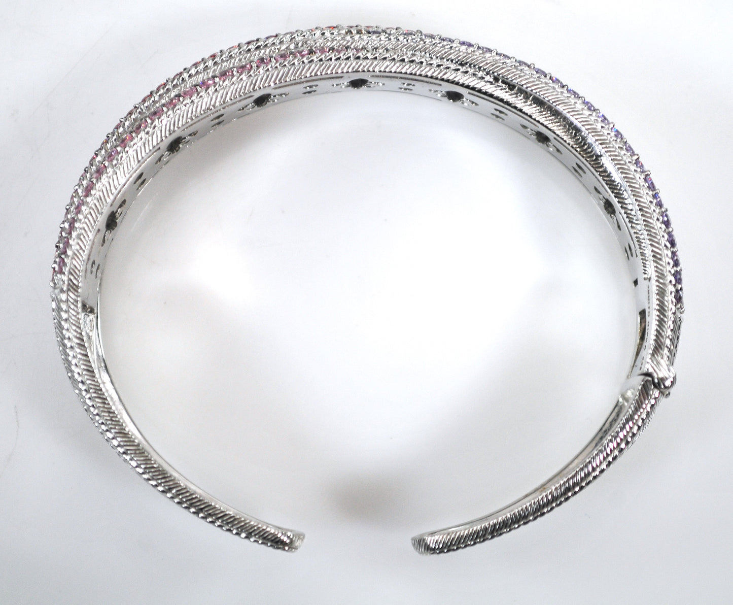 Judith Ripka Sterling Silver Multi-Color Diamonique Cuff Bangle Bracelet