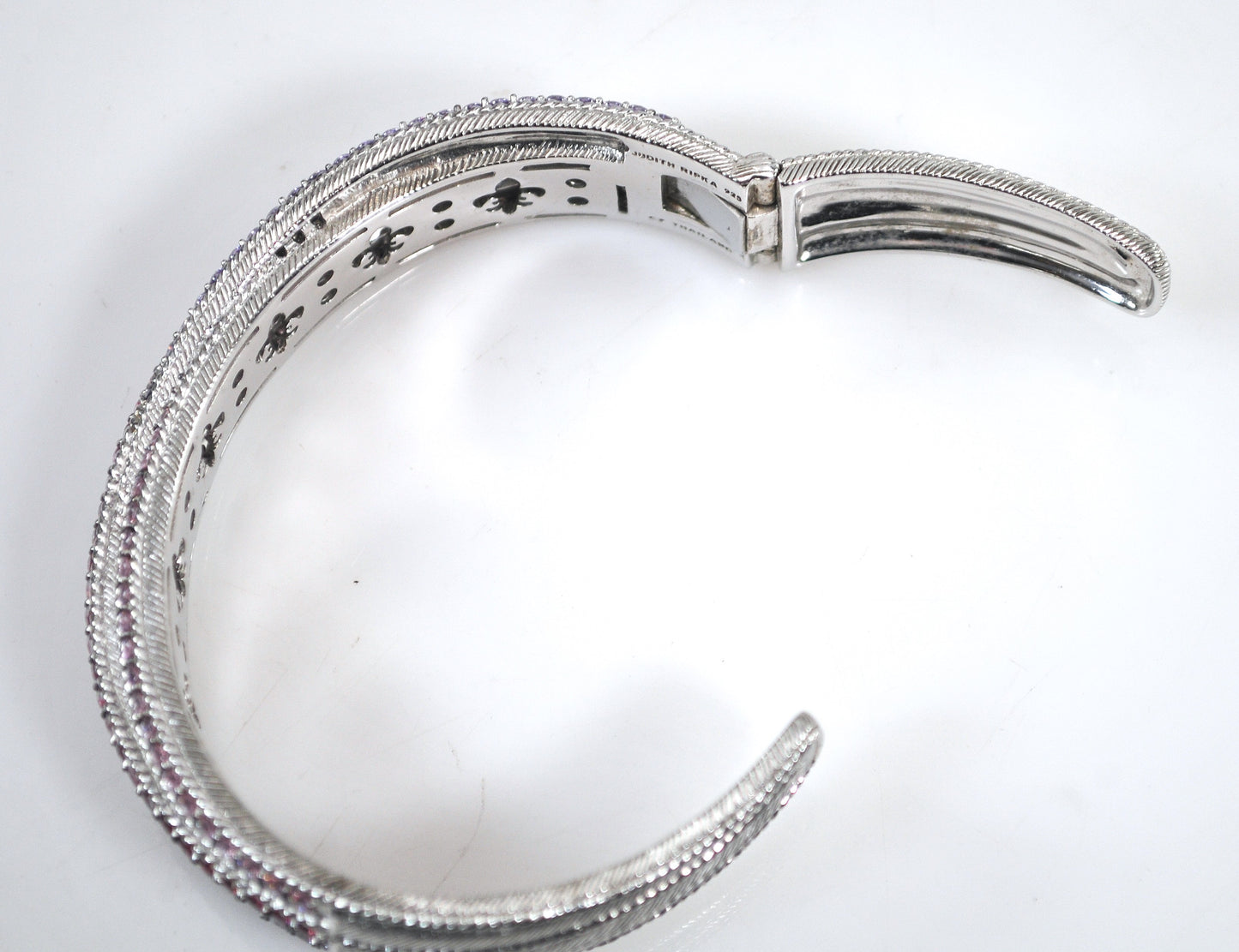 Judith Ripka Sterling Silver Multi-Color Diamonique Cuff Bangle Bracelet