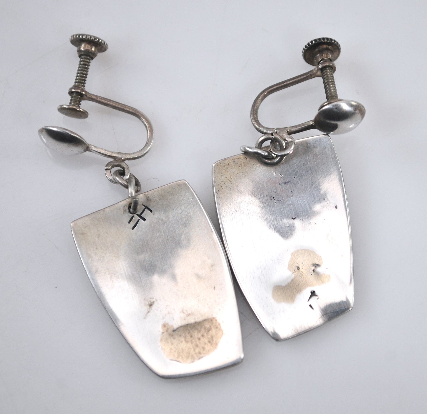 Wayne & Emory Sekaquaptewa Hopi Sterling Silver Screw Back Earrings