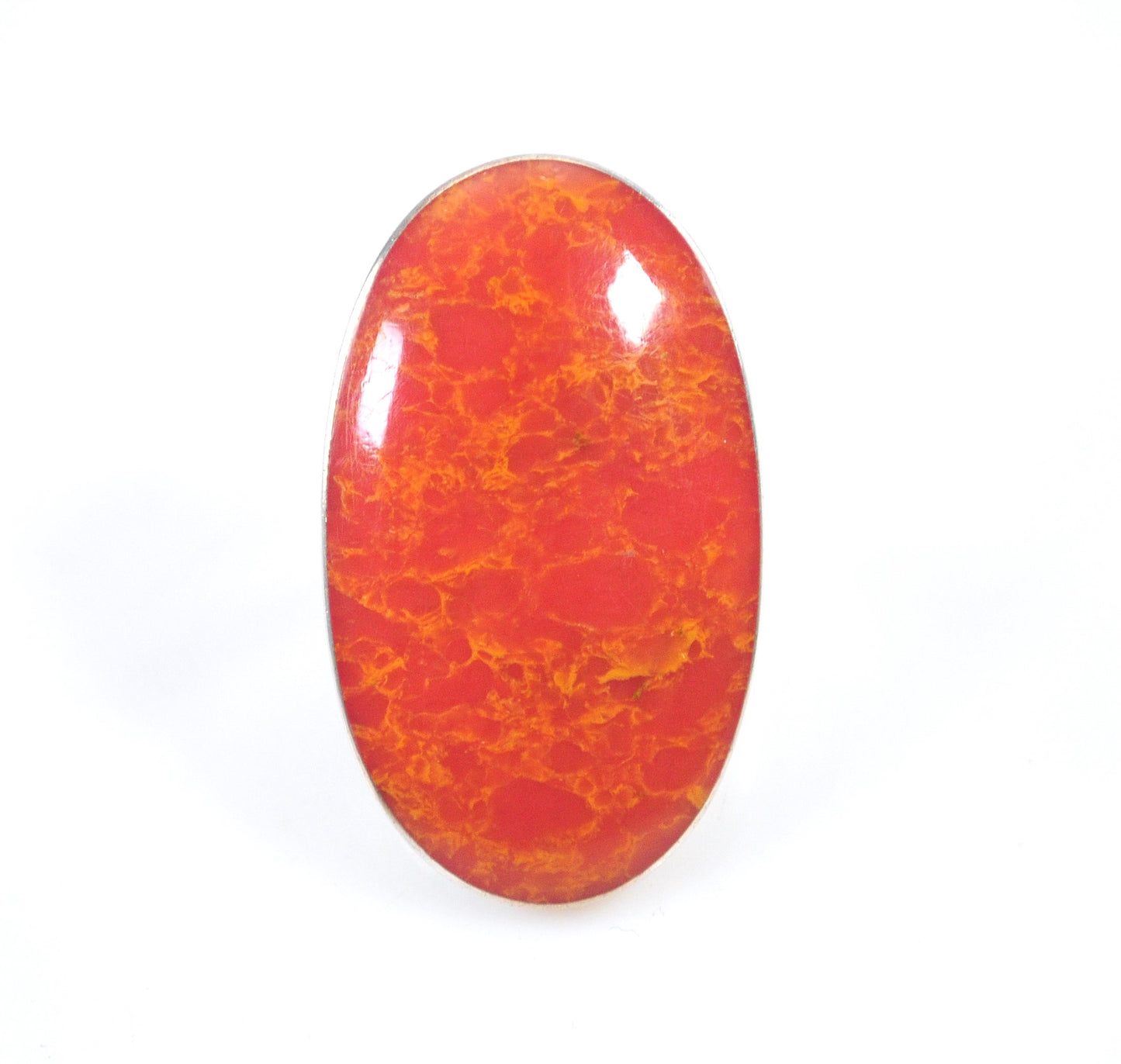 Large Sterling Silver Orange Stone Ring