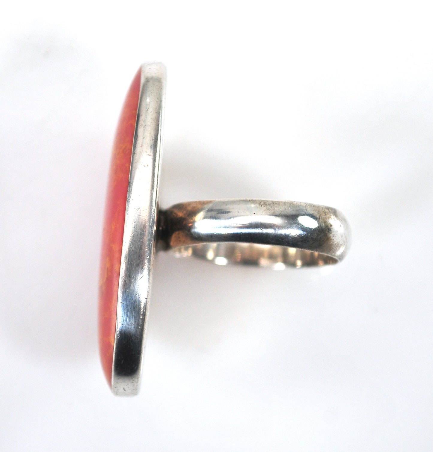 Large Sterling Silver Orange Stone Ring