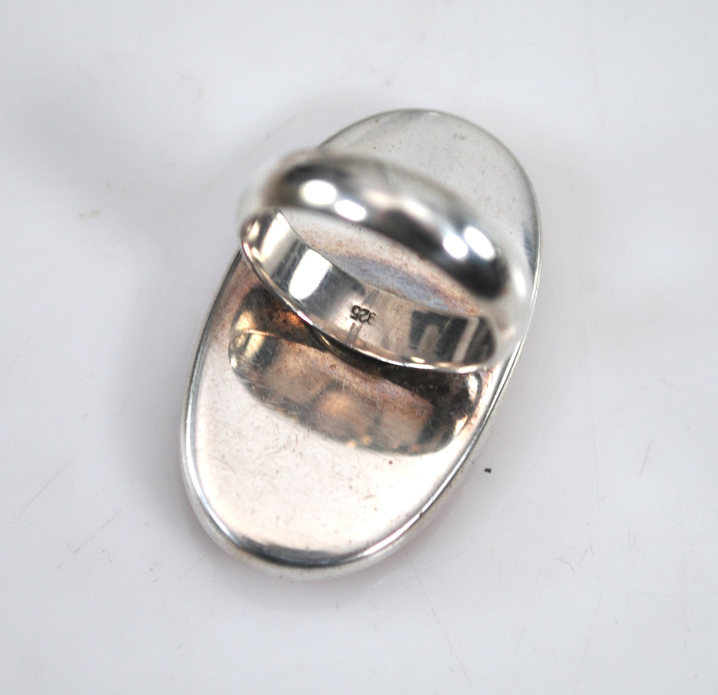 Large Sterling Silver Orange Stone Ring