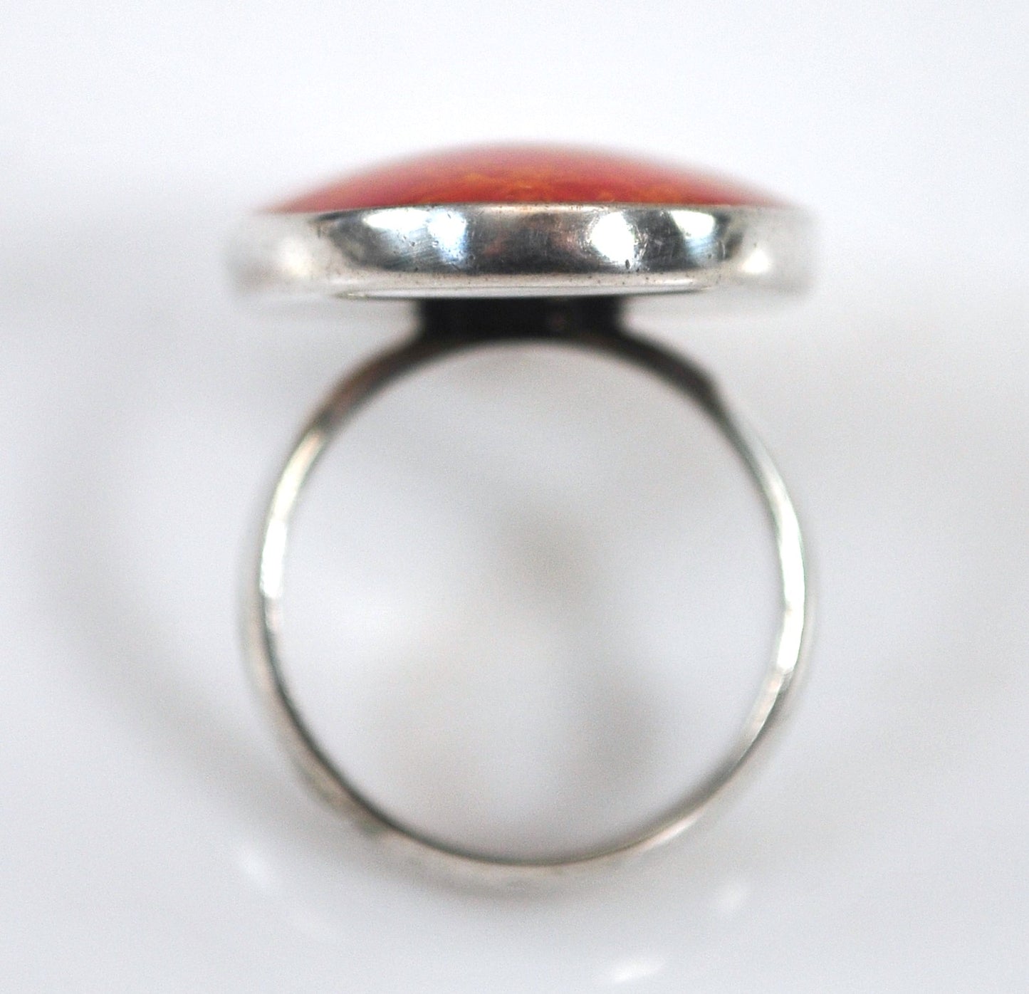 Large Sterling Silver Orange Stone Ring