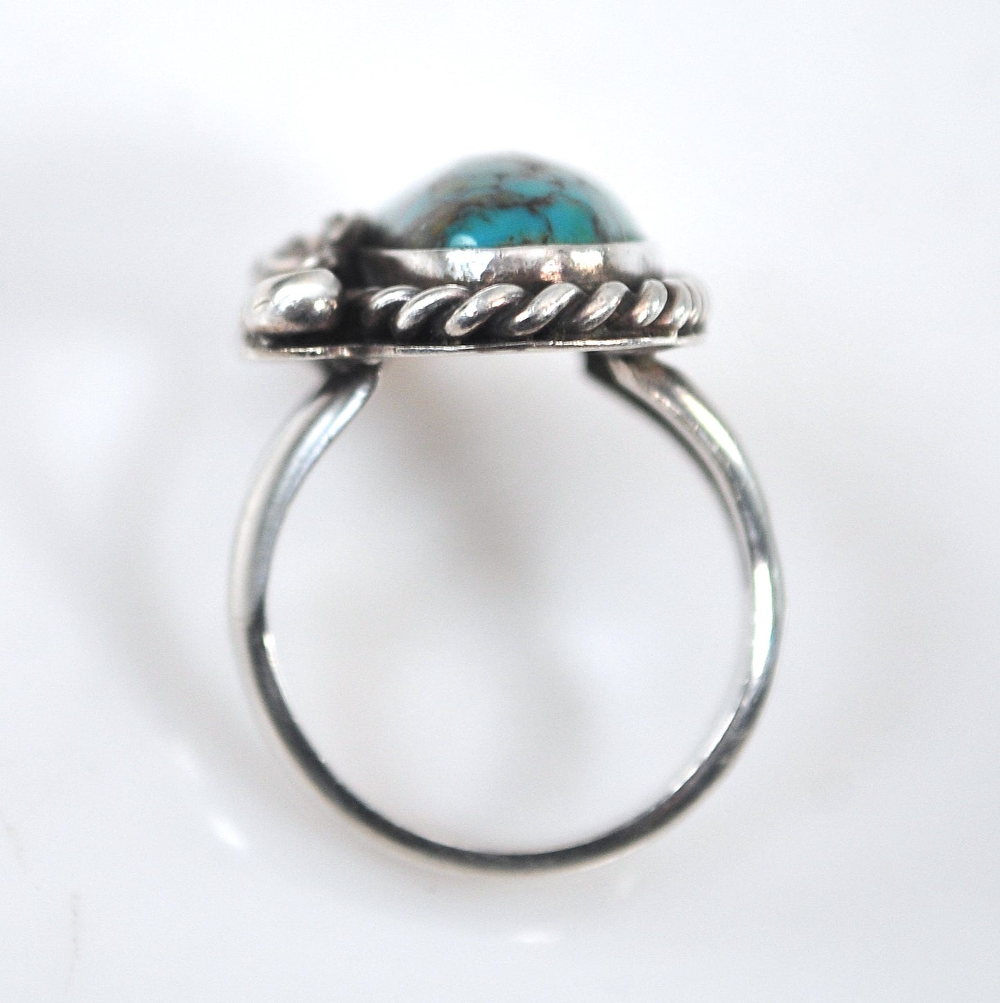 Navajo Sterling Silver Turquoise Leaf Ring