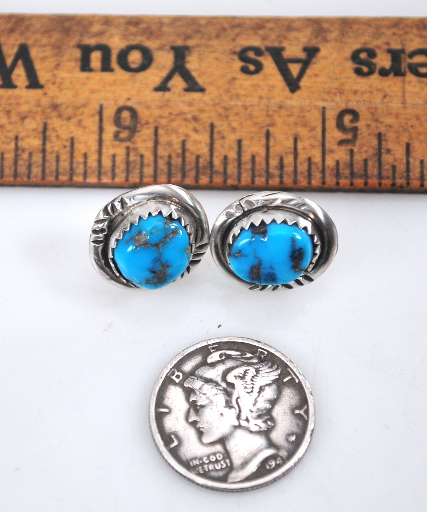 Navajo Sterling Silver Turquoise Stud Earrings