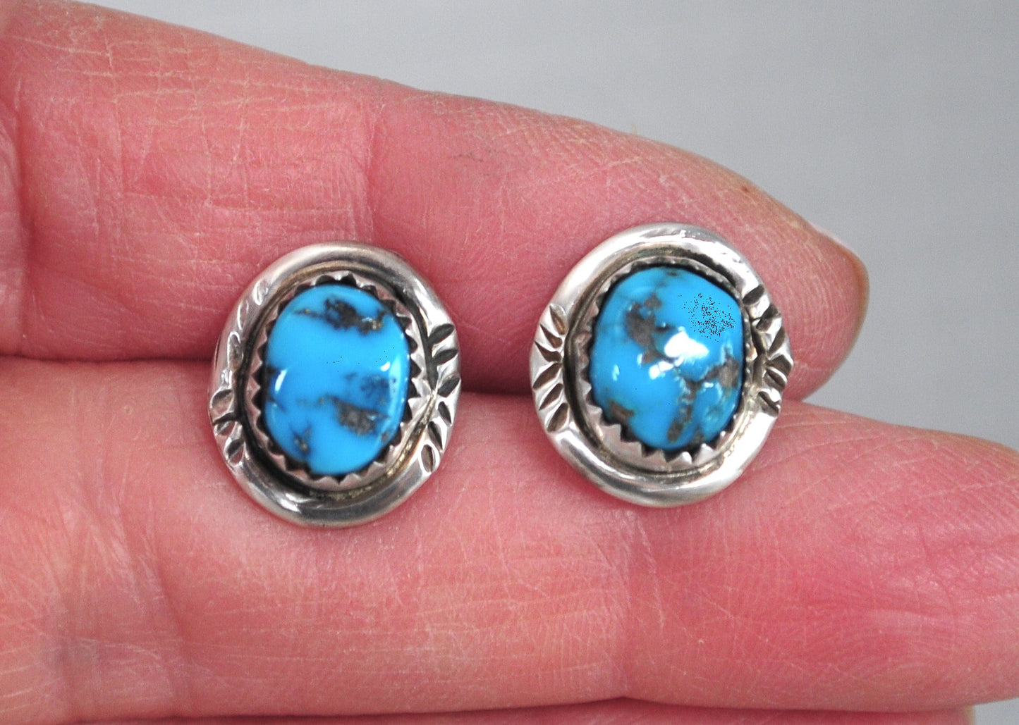 Navajo Sterling Silver Turquoise Stud Earrings