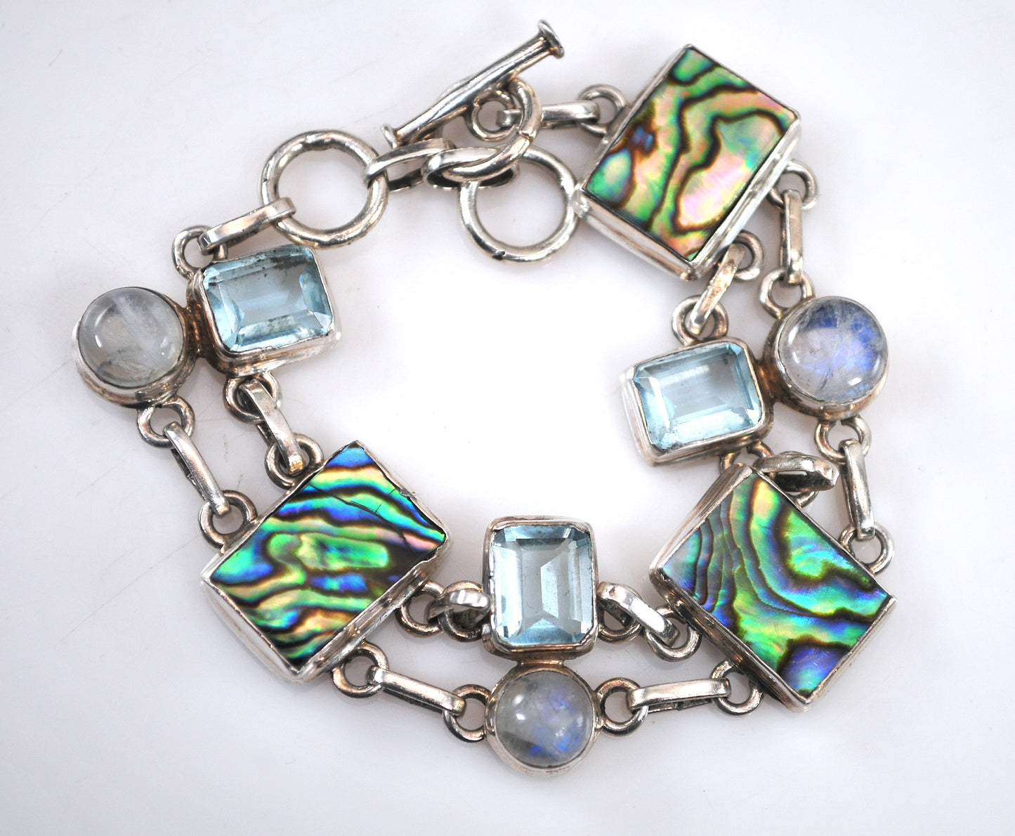 Sterling Silver Abalone Moonstone Bracelet