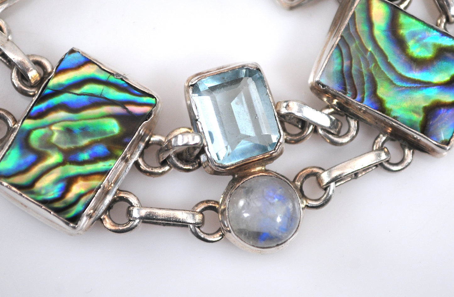 Sterling Silver Abalone Moonstone Bracelet