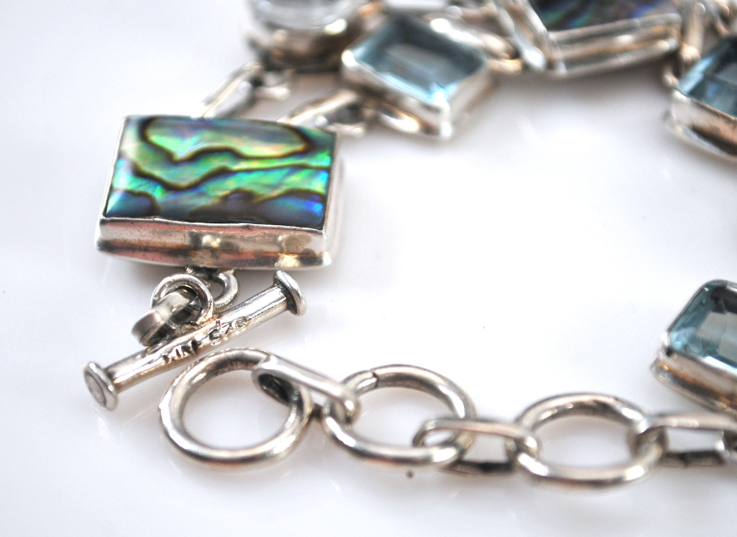 Sterling Silver Abalone Moonstone Bracelet