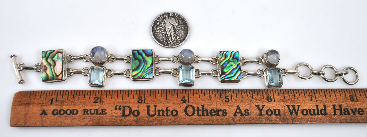 Sterling Silver Abalone Moonstone Bracelet