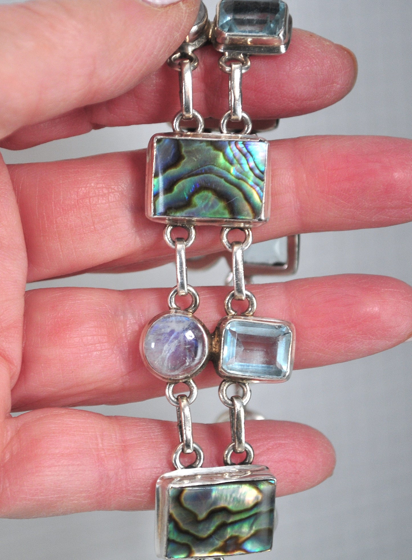 Sterling Silver Abalone Moonstone Bracelet