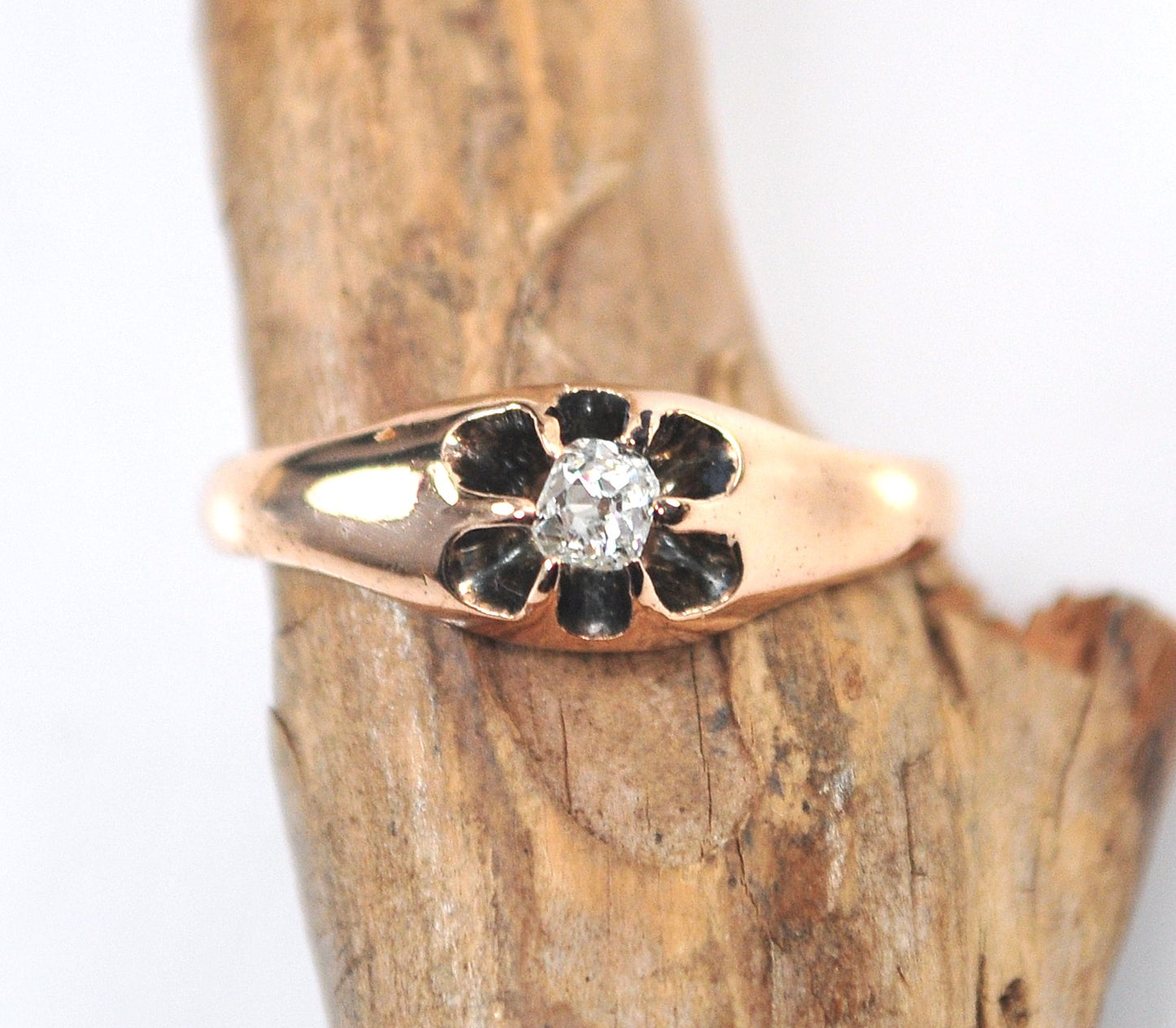 Antique 10K Rose Gold Diamond Ring