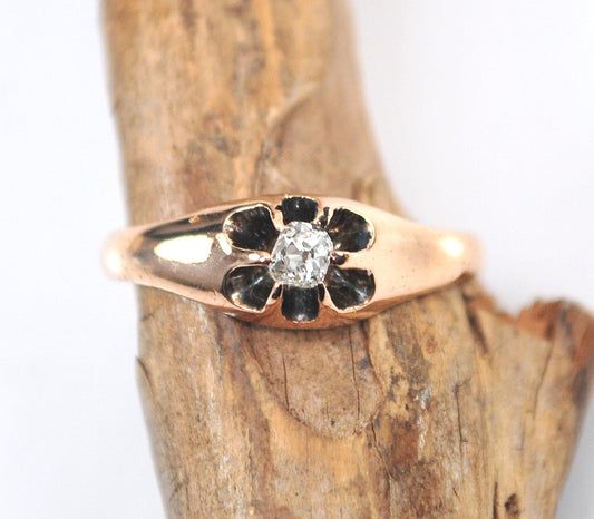 Antique 10K Rose Gold Diamond Ring