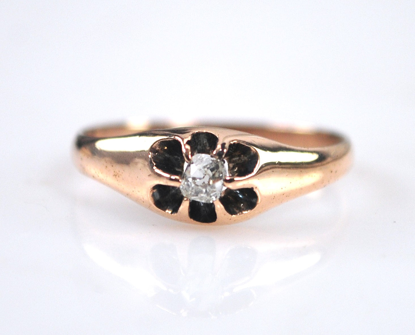 Antique 10K Rose Gold Diamond Ring