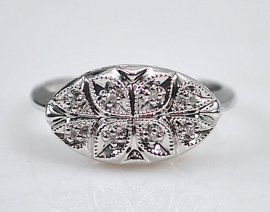 Vintage 14K White Gold 8 Diamond Ring