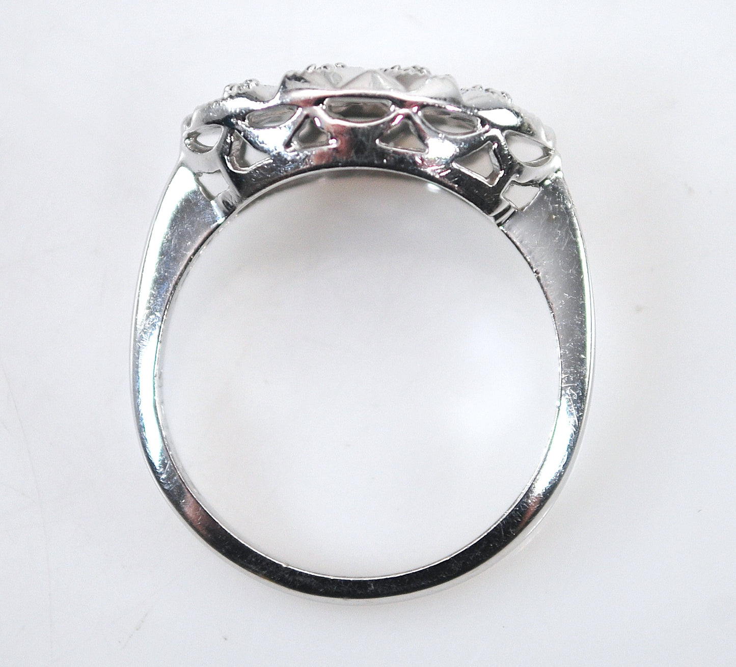 Vintage 14K White Gold 8 Diamond Ring