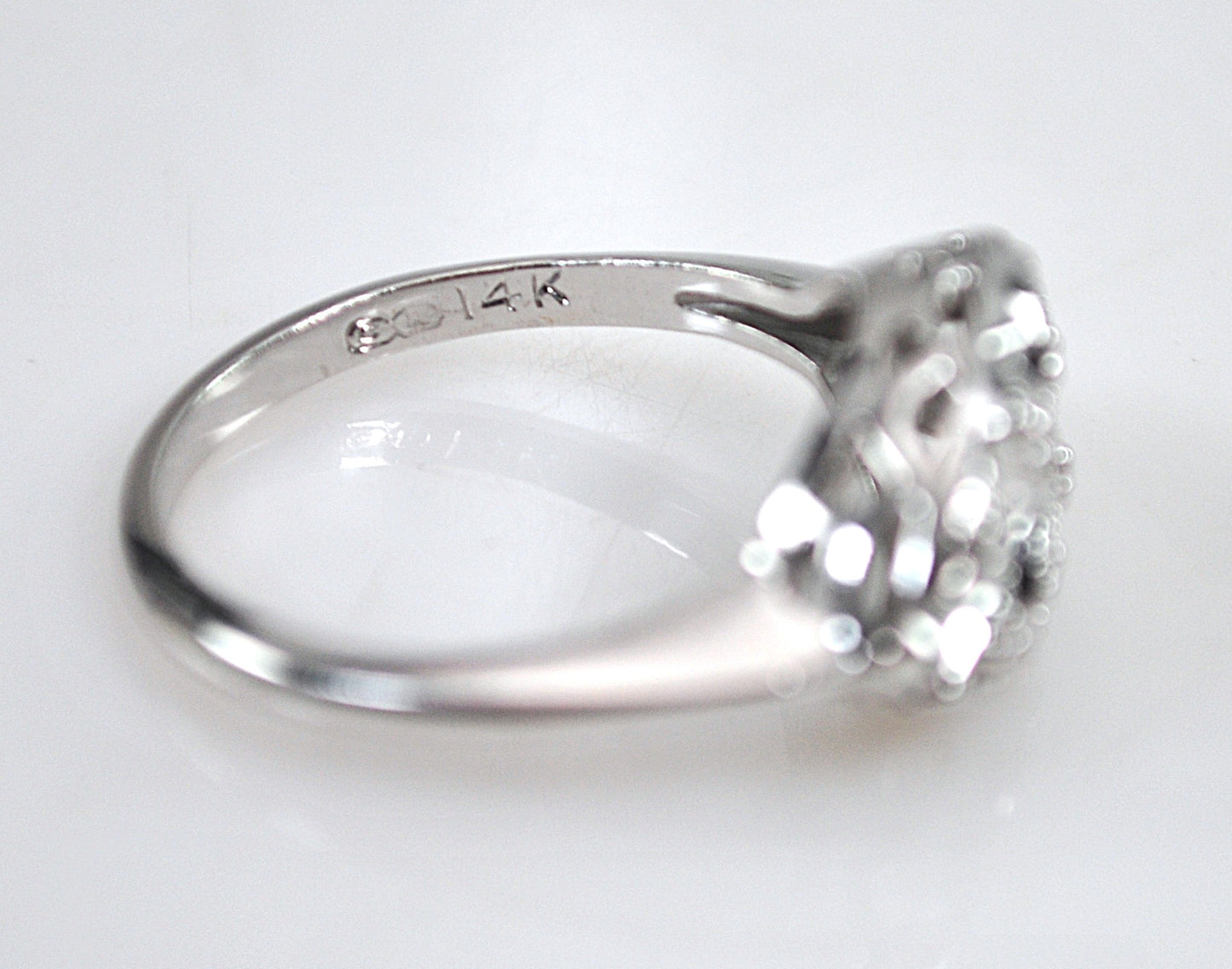 Vintage 14K White Gold 8 Diamond Ring