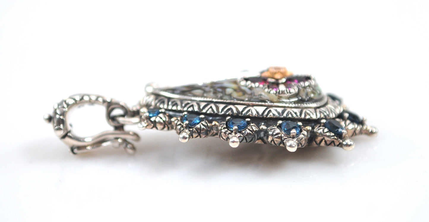 Barbara Bixby Sterling Silver 18K Gold  Abalone Paisley Enhancer Pendant