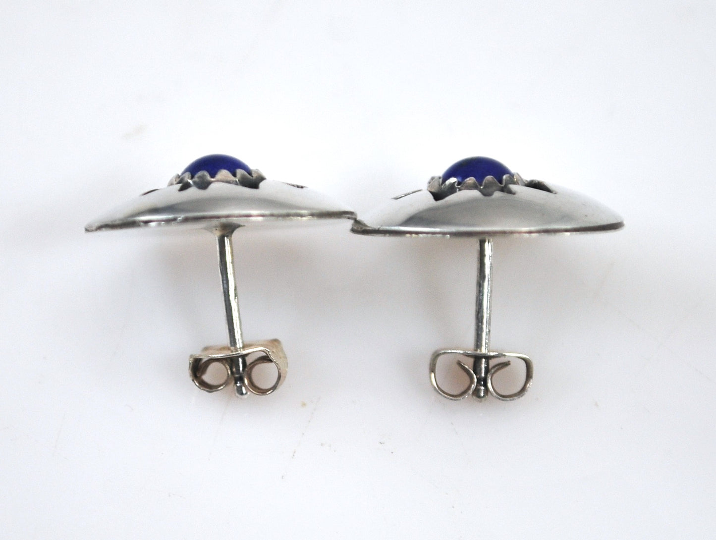 Native American Lapis Shadowbox Sterling Silver Earrings