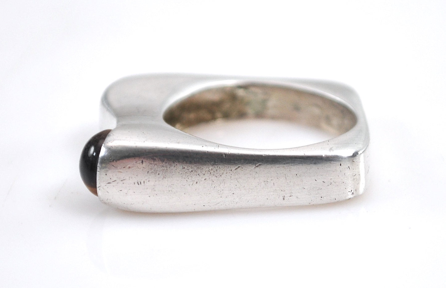 Vintage Sterling Silver Square Band Tiger Eye Ring
