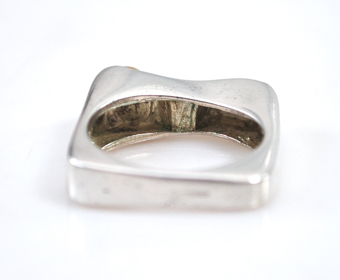 Vintage Sterling Silver Square Band Tiger Eye Ring