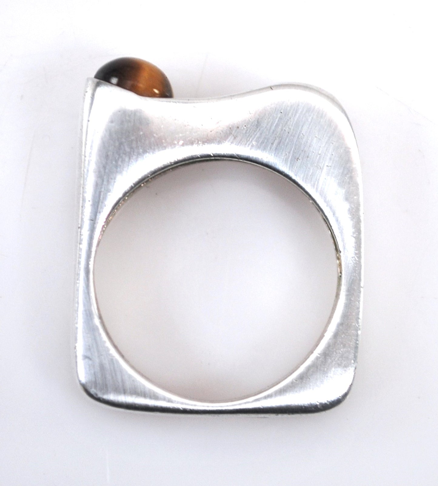 Vintage Sterling Silver Square Band Tiger Eye Ring