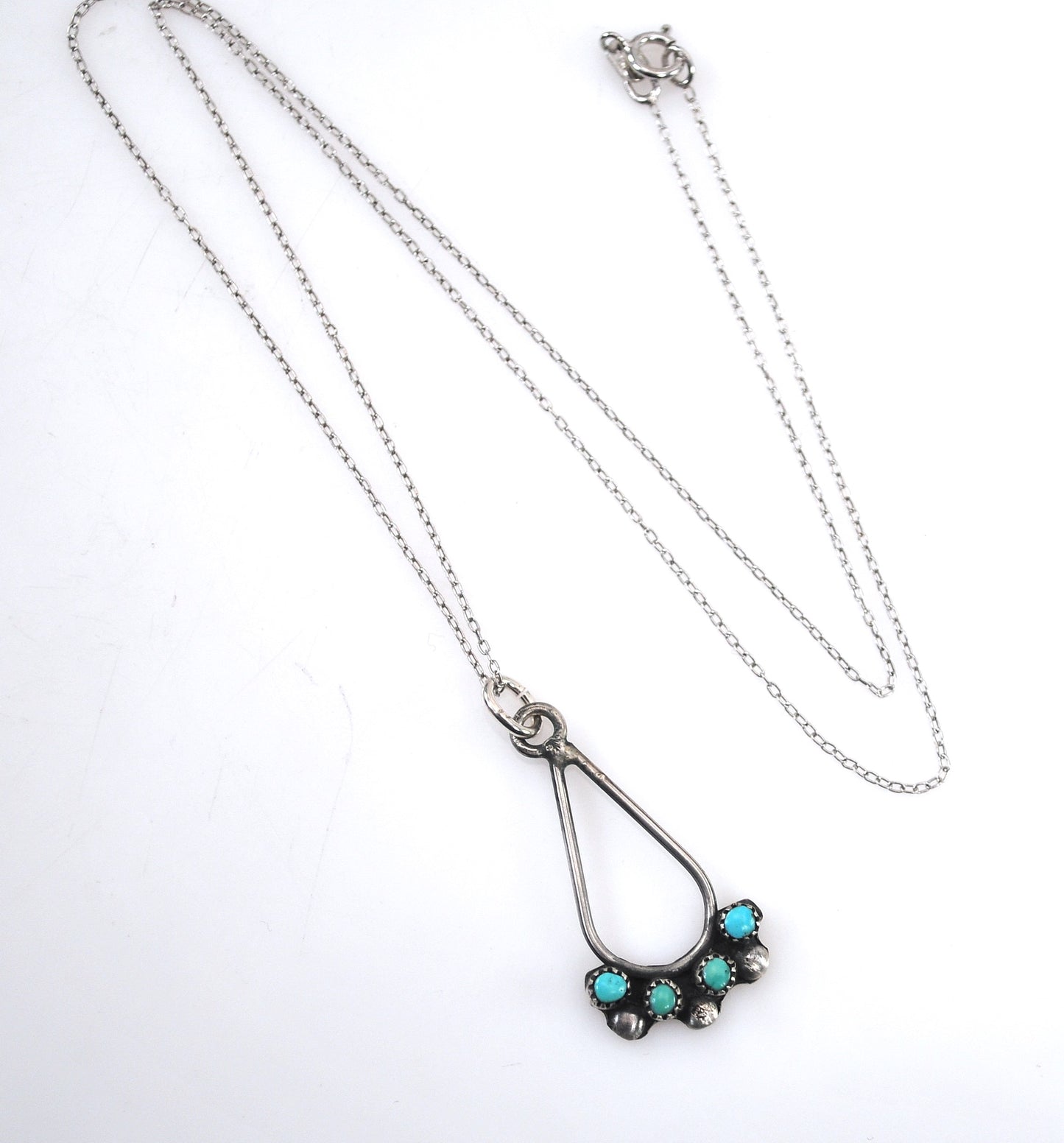 Zuni Sterling Silver Needlepoint Turquoise Necklace