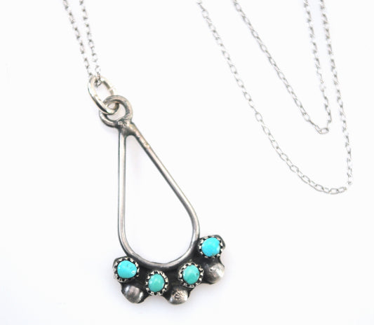 Zuni Sterling Silver Needlepoint Turquoise Necklace