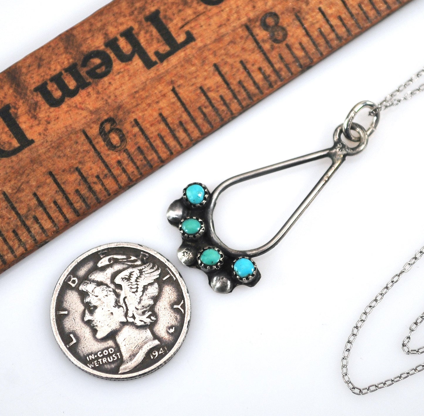 Zuni Sterling Silver Needlepoint Turquoise Necklace