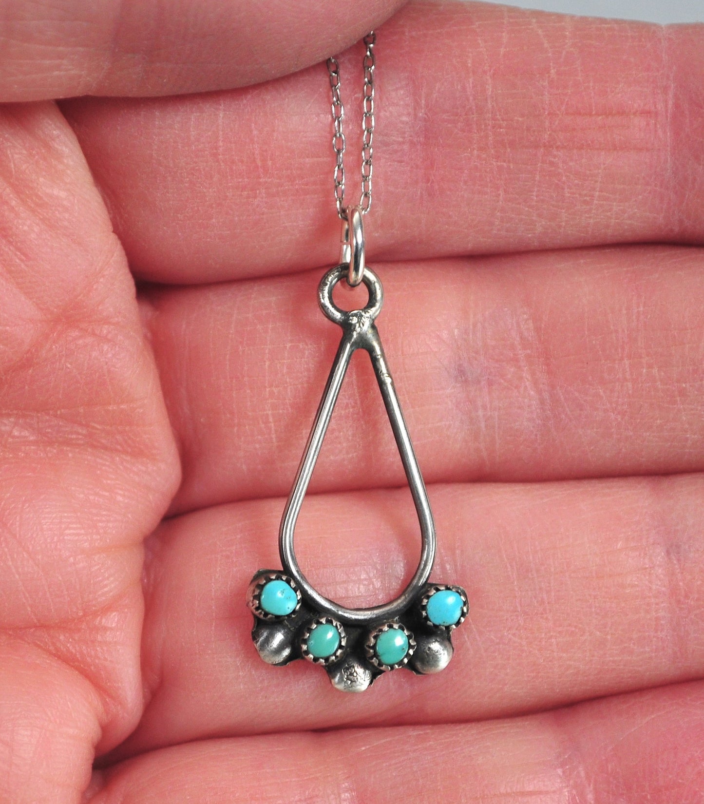 Zuni Sterling Silver Needlepoint Turquoise Necklace