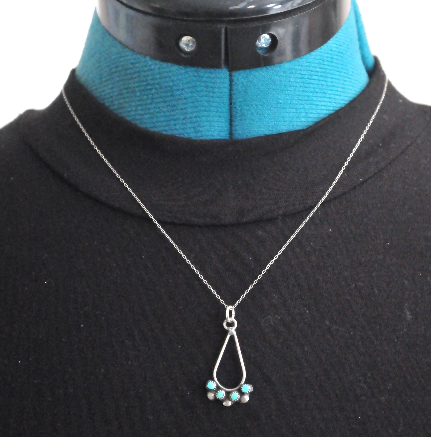 Zuni Sterling Silver Needlepoint Turquoise Necklace