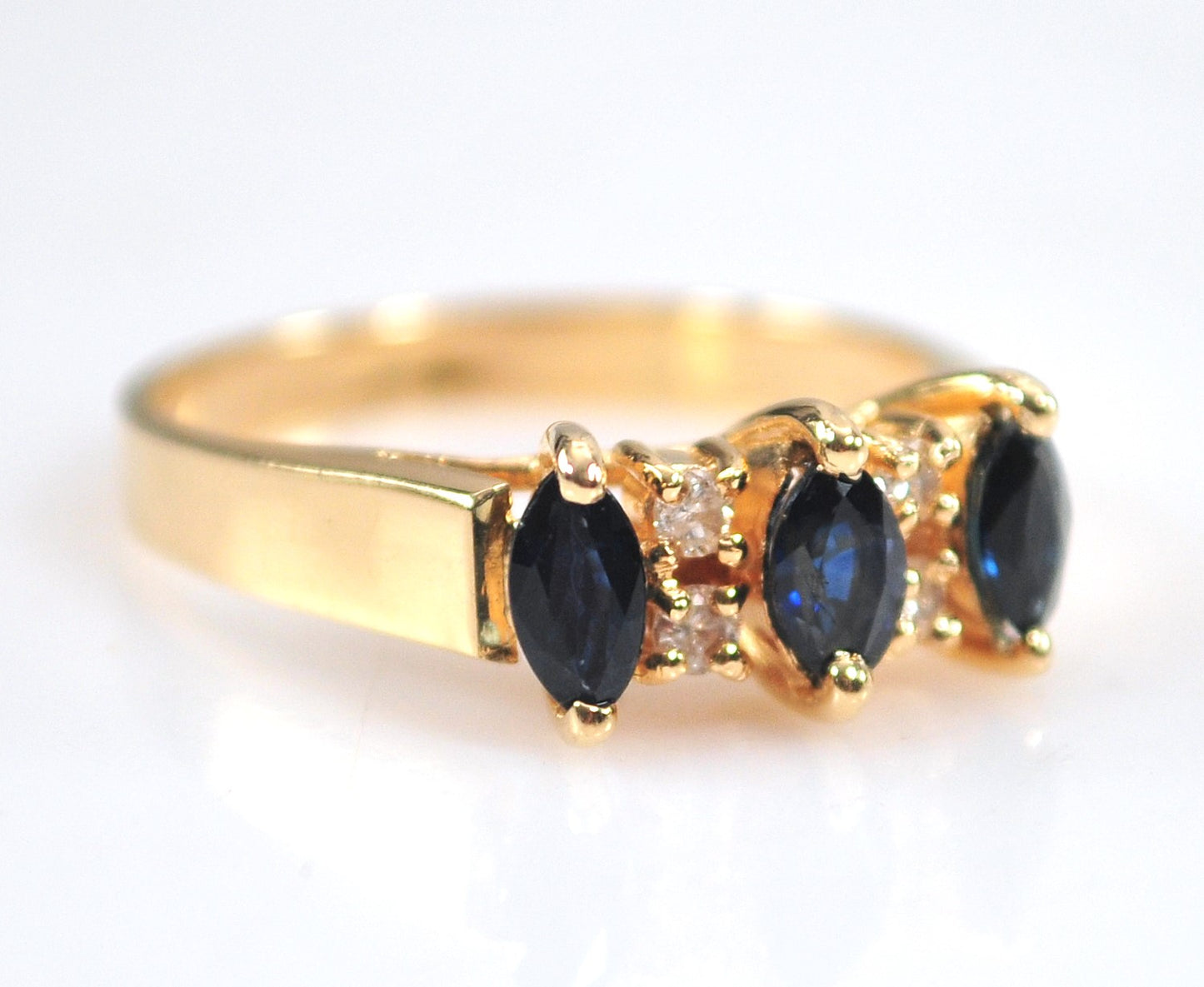 14K Yellow Gold Sapphire Diamond Ring