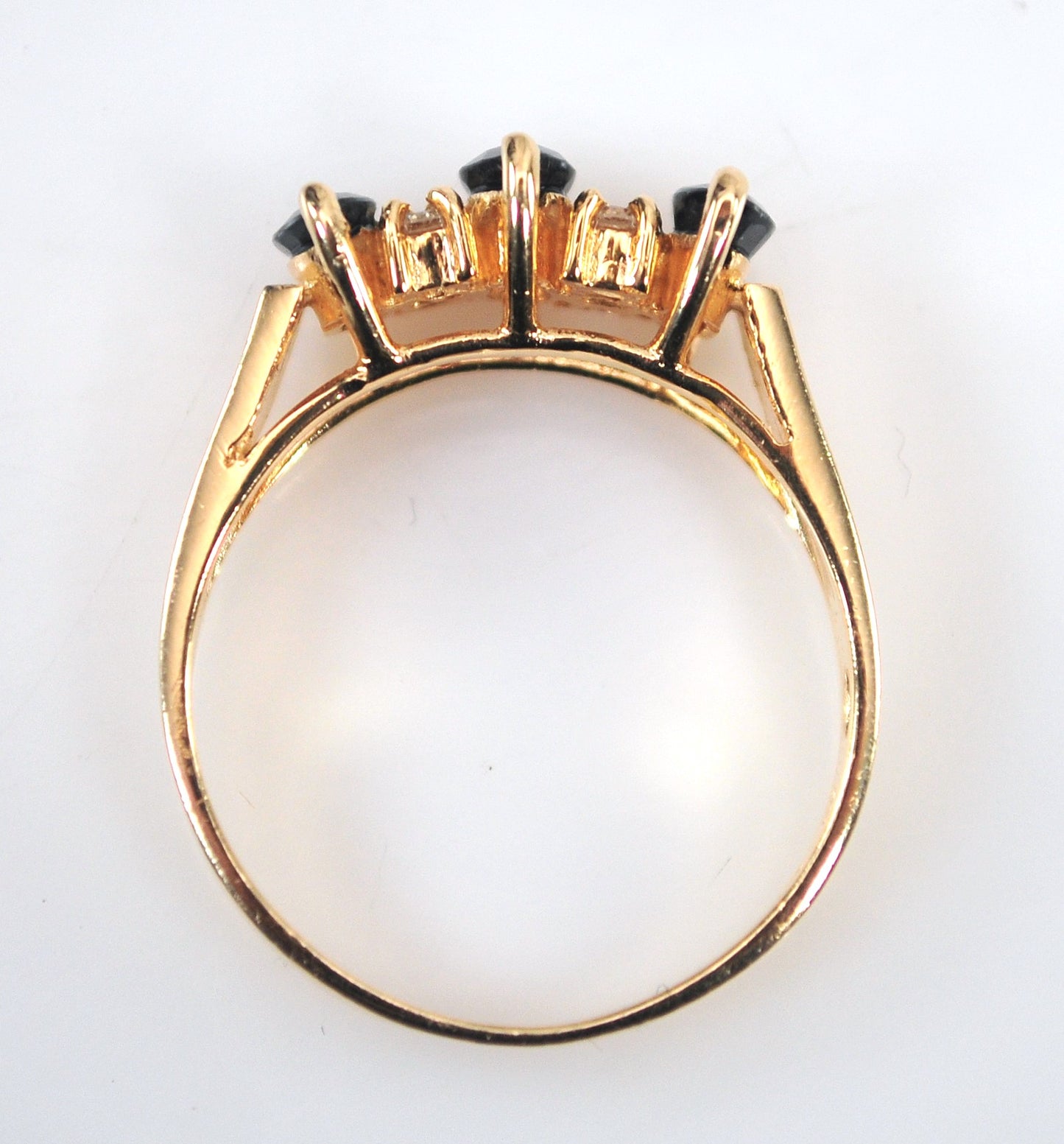 14K Yellow Gold Sapphire Diamond Ring