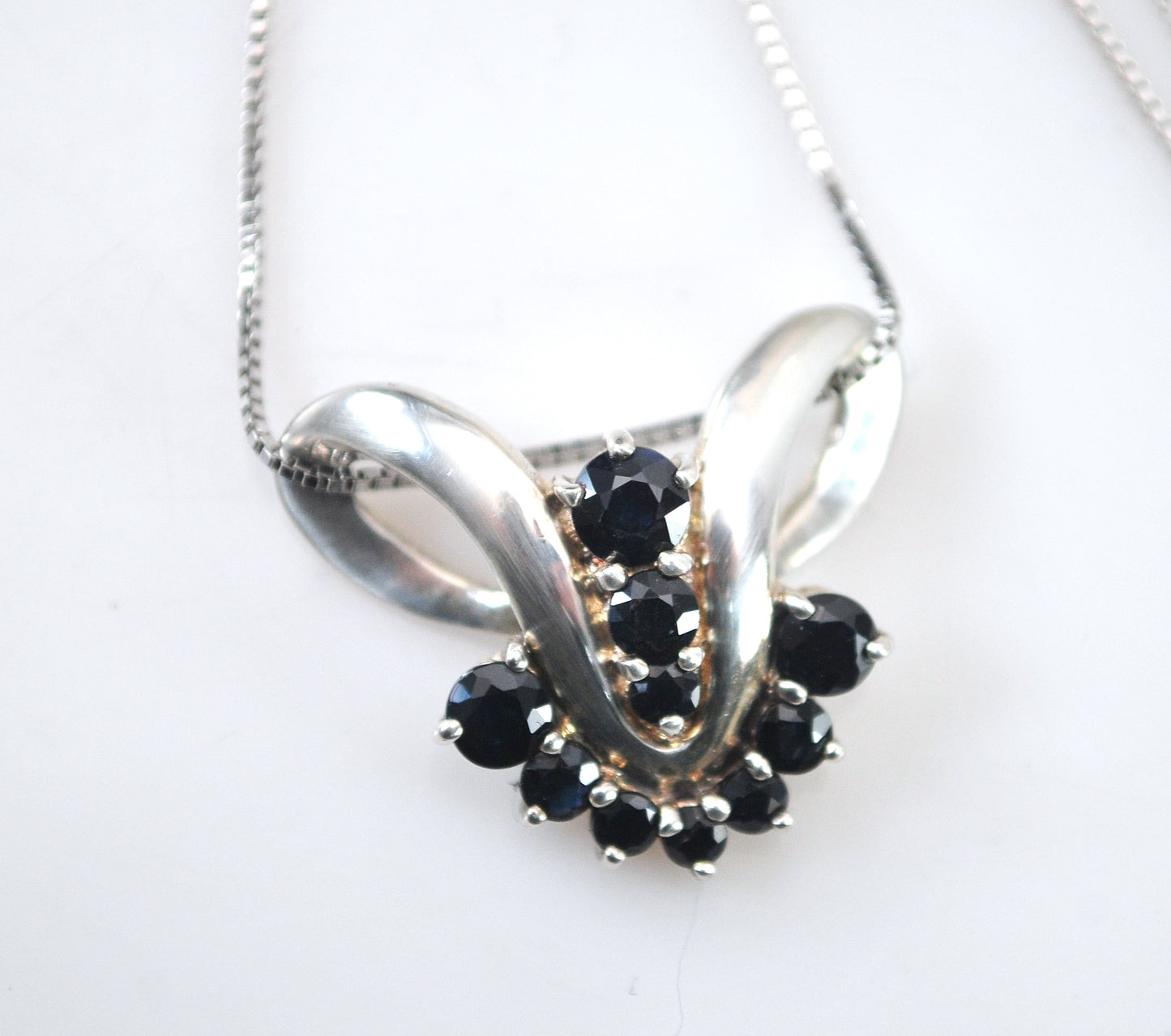 Thailand Sterling Silver Sapphire Pendant Necklace