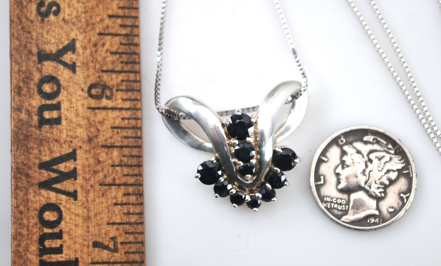 Thailand Sterling Silver Sapphire Pendant Necklace