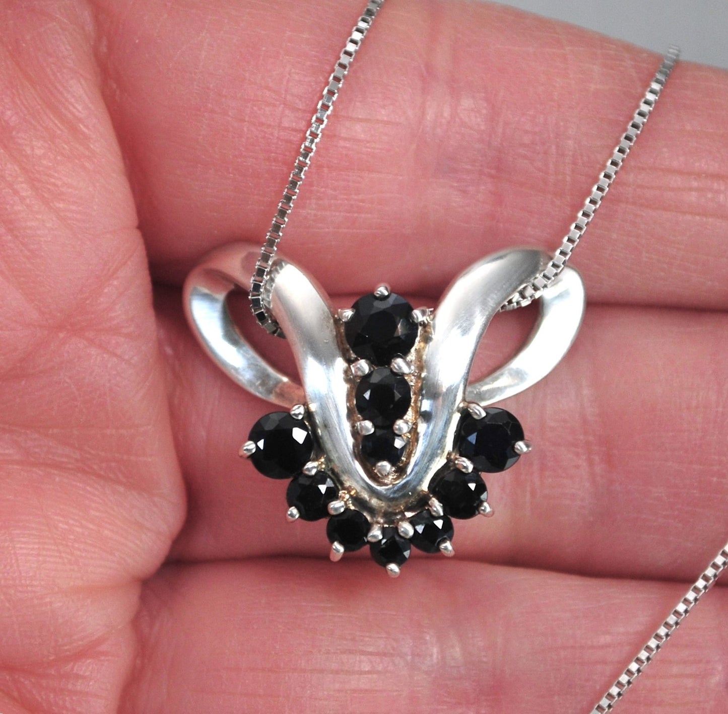 Thailand Sterling Silver Sapphire Pendant Necklace