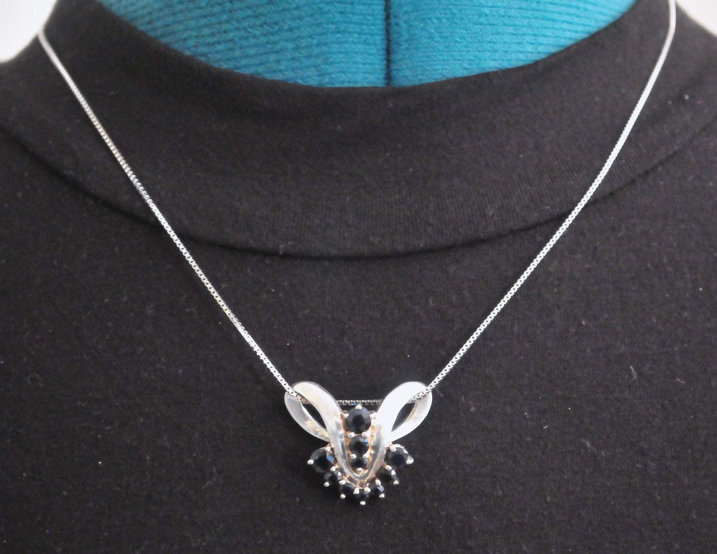 Thailand Sterling Silver Sapphire Pendant Necklace