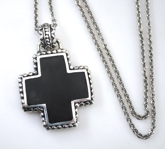 Reversible Sterling Silver Cross Pendant Necklace