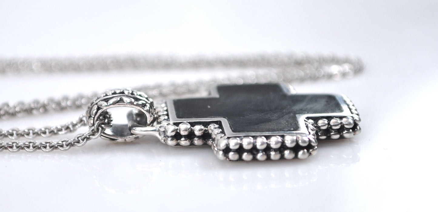 Reversible Sterling Silver Cross Pendant Necklace