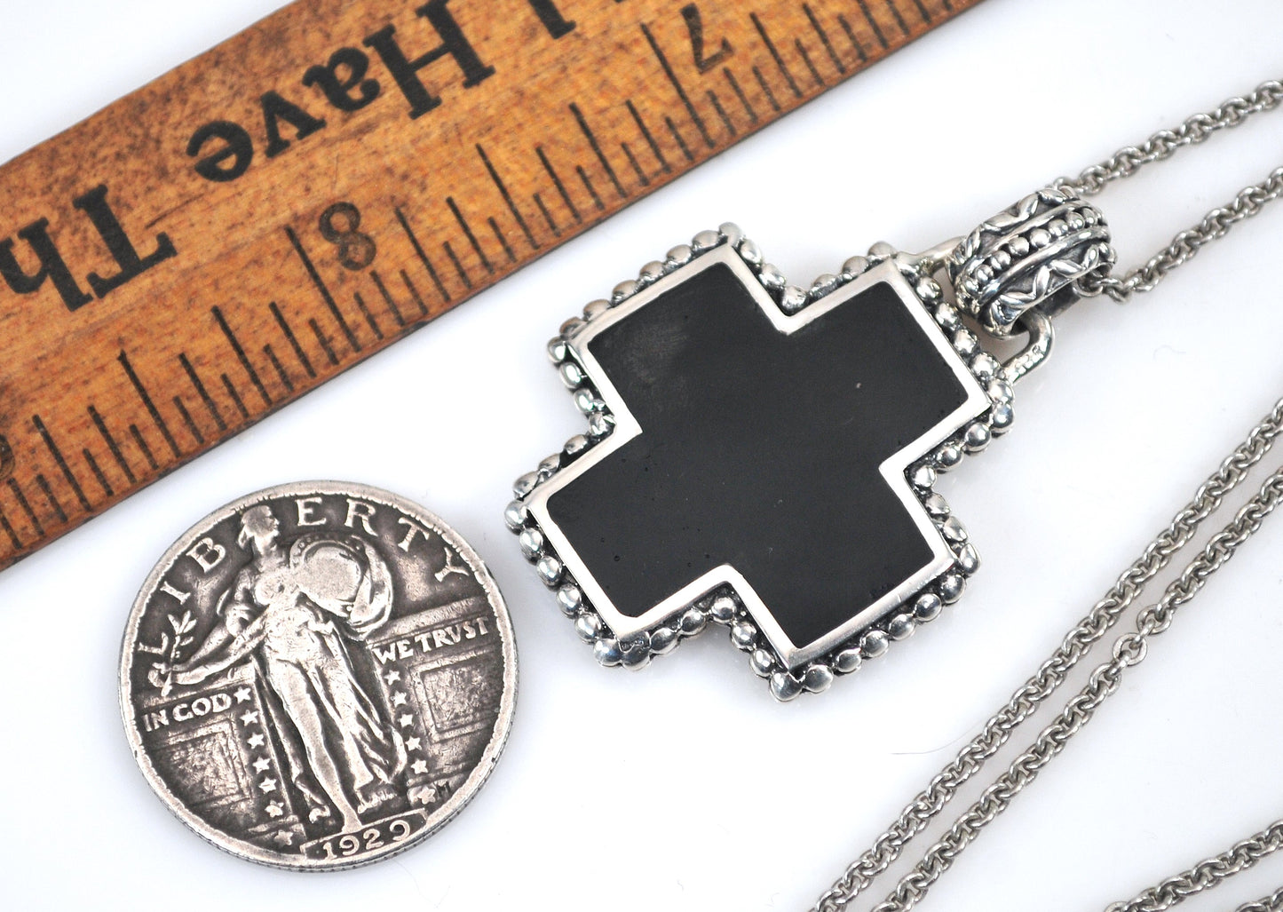 Reversible Sterling Silver Cross Pendant Necklace