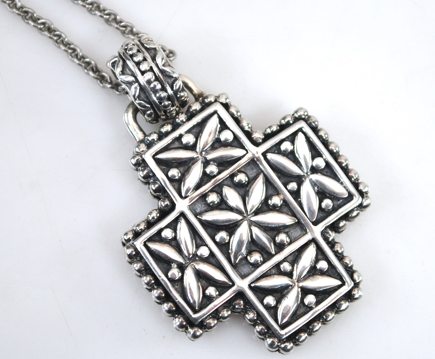 Reversible Sterling Silver Cross Pendant Necklace