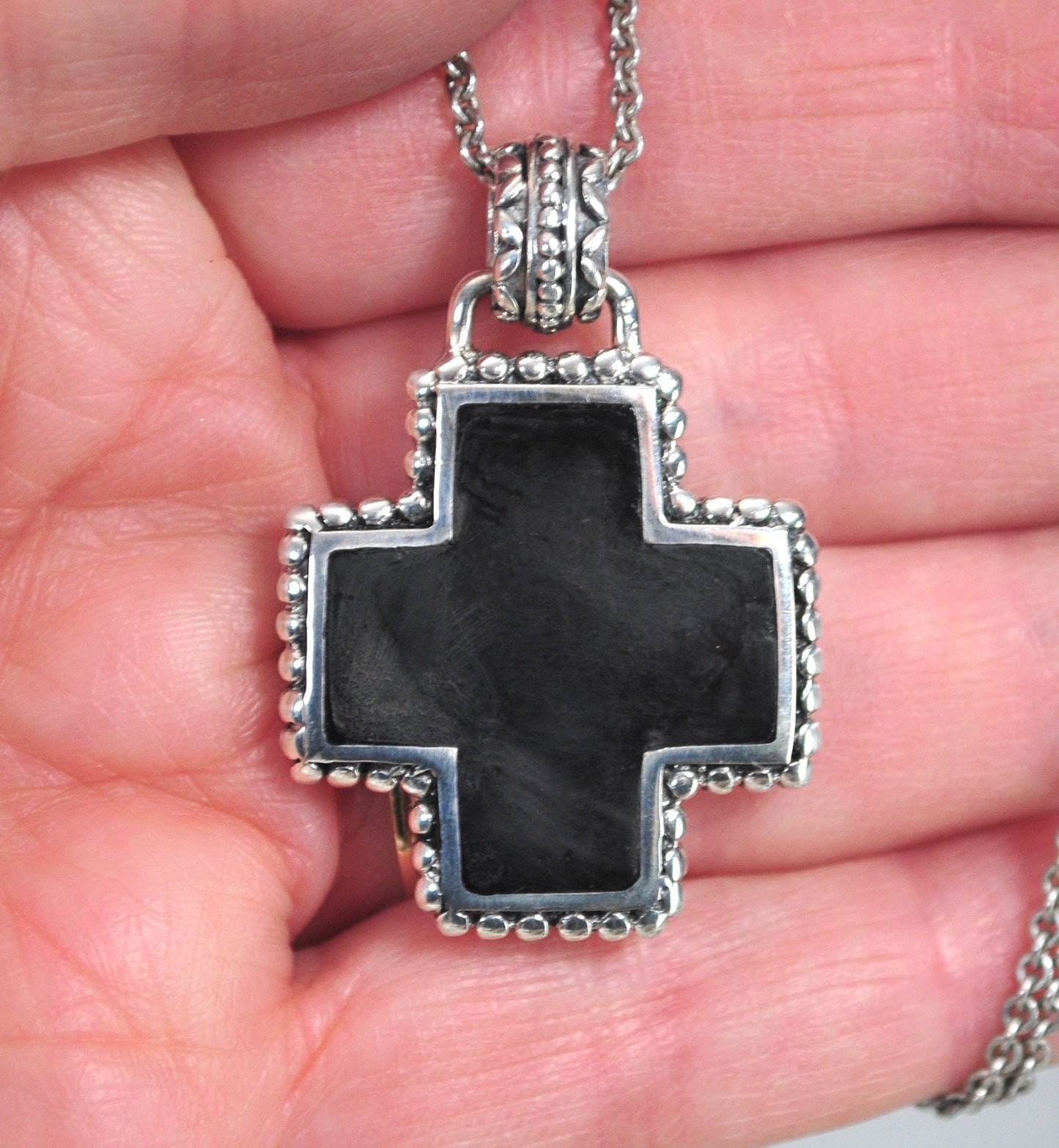 Reversible Sterling Silver Cross Pendant Necklace