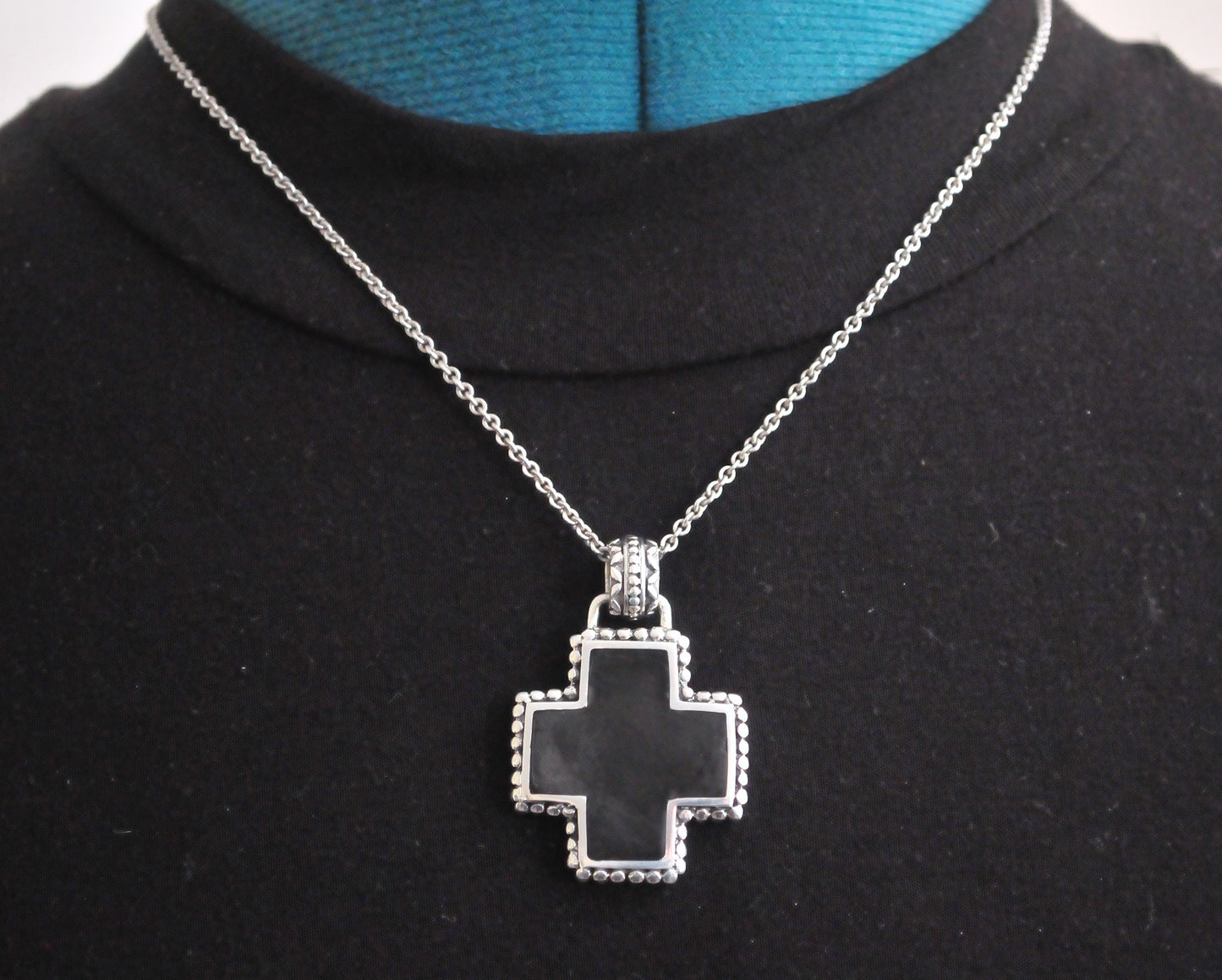 Reversible Sterling Silver Cross Pendant Necklace