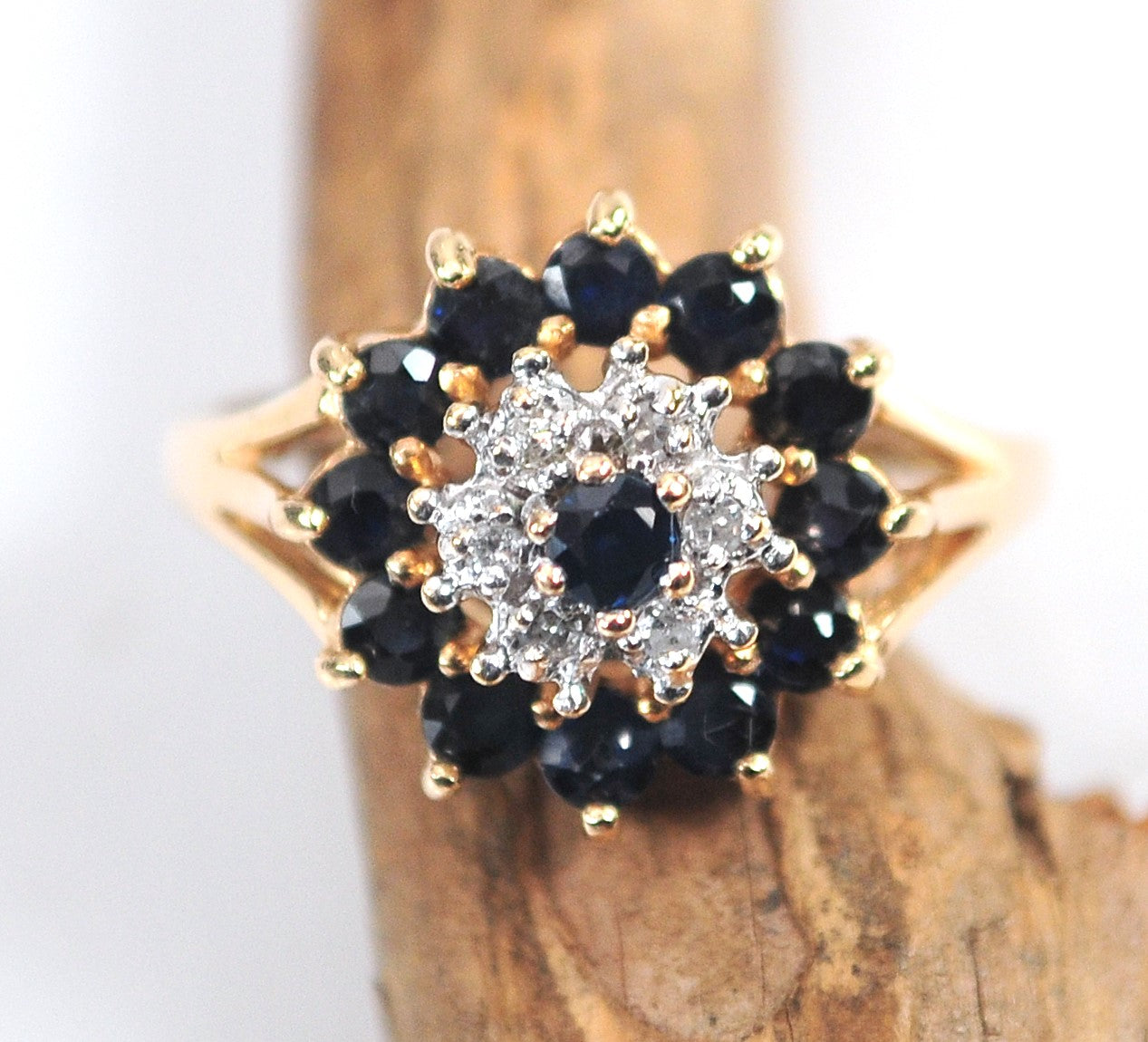 10K Yellow Gold Sapphire Diamond Ring