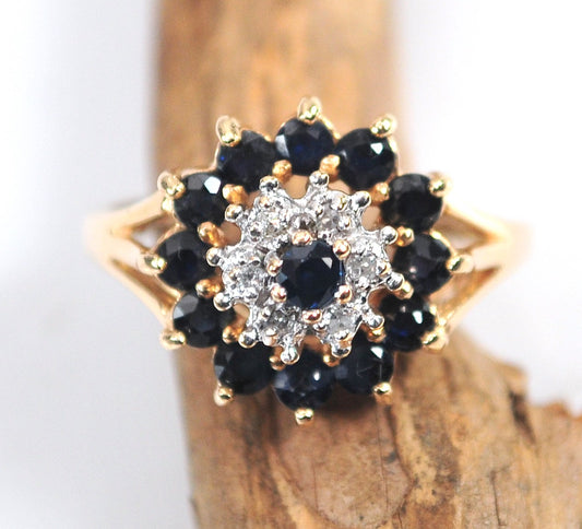 10K Yellow Gold Sapphire Diamond Ring