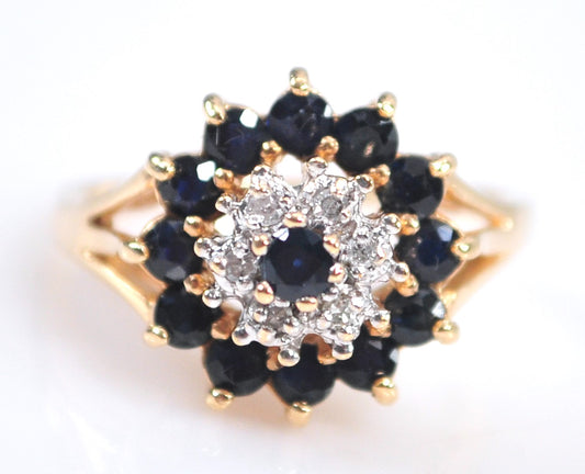 10K Yellow Gold Sapphire Diamond Ring