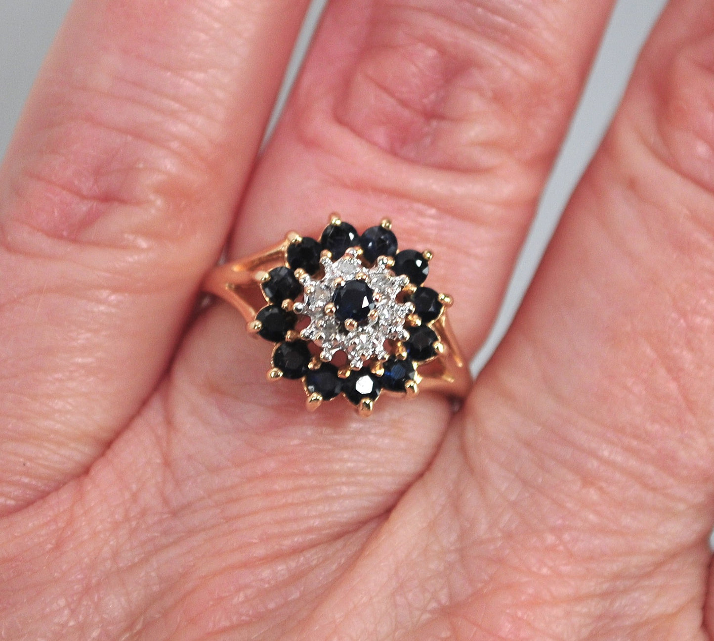 10K Yellow Gold Sapphire Diamond Ring